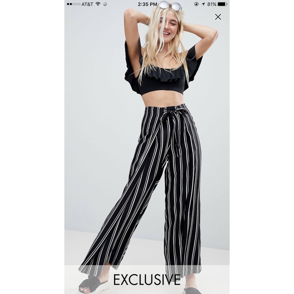 Tie Front Stripe Beach Pants